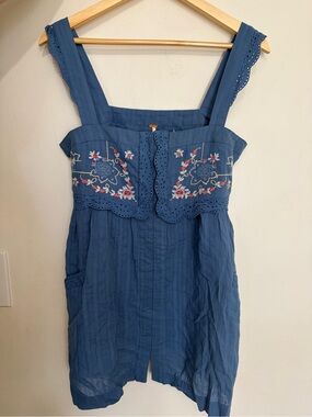 Free People Indigo Blue Embroidered Sundress